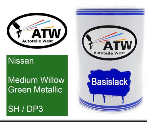 Nissan, Medium Willow Green Metallic, SH / DP3: 500ml Lackdose, von ATW Autoteile West.